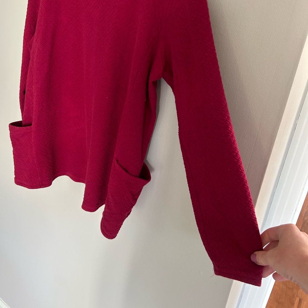 PURE JILL Red Quilted Knit Crew Pullover Long Sleeve Top Relaxed Comfort Size XL - Picture 6 of 15